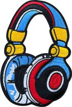 Koptelefoon Headphone Strijk Embleem Patch 8.6 cm / 12.7 cm / Blauw Geel Rood Zwart