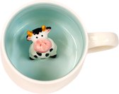 Intirilife Tasse à café, tasse à thé 3D avec vache - Capacité de remplissage de 300 ml - Tasse en céramique, dessin animé, joli cadeau, tasse avec anse