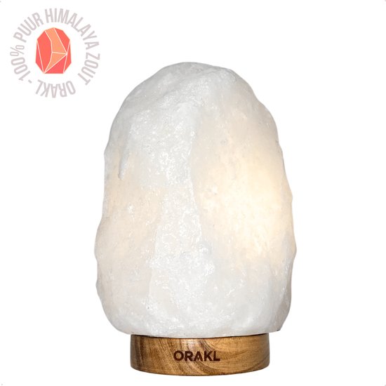 Orakl® - Dimbare Himalaya Zoutlamp Bliss – 1-2 KG – Met Dimmer - 100% Himalayazout - Zoutlamp Wit - Zoutlamp Himalayazout – Zoutlamp Nachtlampje – Zoutlampen - Zoutsteen – Incl. Houten Standaard