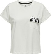 Only T-shirt Onljill Life S/s Top Box Jrs 15324337 Cloud Dancer/summer Poc Dames Maat - M