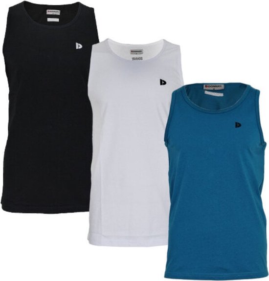 3-Pack Donnay Muscle shirt (589006) - Tanktop - Heren - Black/White/Petrol (557) - maat XXL