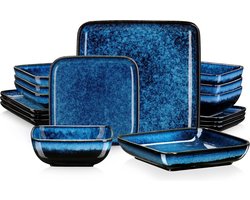 Vancasso Servies - Serviesset - Serviesset 4 personen - Vierkant - 16-delig - Blauw