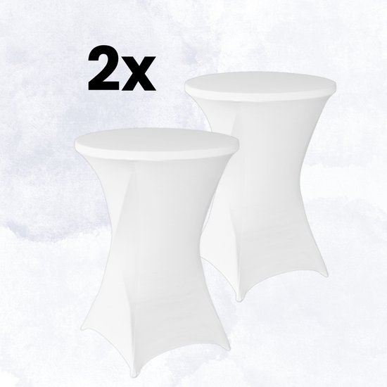 Statafelrok Wit 2x – Extra dik & Sterk - ∅80-85 x 110 cm – Tafelhoezen voor Statafel – Partytafel Tafelrok – Stretch 2 stuks Statafelhoes - Sta Tafel Hoes - Staantafelhoes – Trouwerij - Rebuust en weerbestendig – Cocktailparty