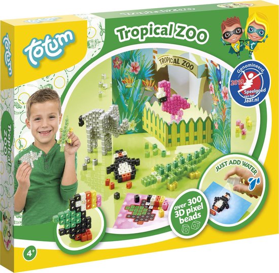 Totum tropical zoo -  3D dierentuindieren pixelen - knutselset met meer dan 300 pixel beads