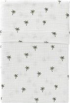 Cottonbaby Ledikantlaken - Cottonsoft - palmboompjes - wit/donkergroen - 120x150 cm