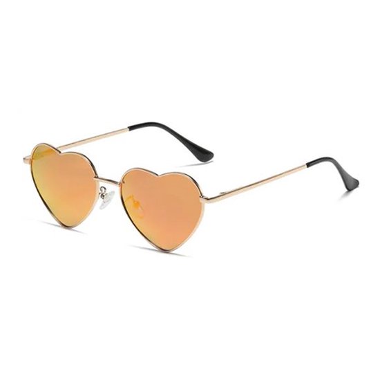 Hartjes zonnebril - Festival bril – Rave bril - Glasses - Koningsdag - EK voetbal - Oranje spiegelglas