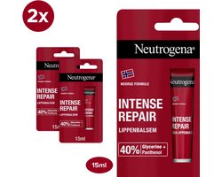 Neutrogena Lippenbalsem - Noorse Formule - intense herstelling tegen gekloofde of gebarsten lippen - 2 x 15ml