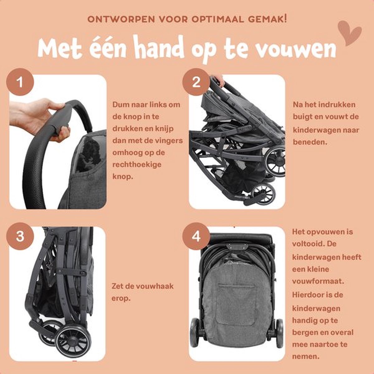 Bellettini® Calesse Buggy met Reistas, Regenhoes en Bekerhouder - Kinderwagen - Plooibuggy - Lichtgewicht & Compact - Grijs – foto 5