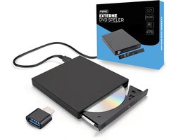 Premes - Externe DVD Speler - Voor Laptop - Plug & Play - CD Speler & Brander - USB A - USB C adapter - Geschikt voor Windows - Mac - Linux