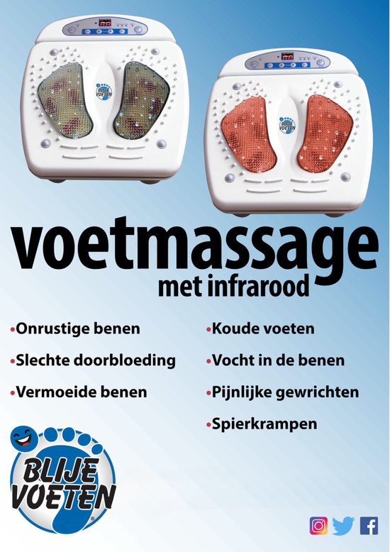 AANBIEDING Blije VoetenVoetmassage Apparaat NR1.- met beencrème- Verbetert de bloedcirculatie - Voetmassage - Infrarood - Stimuleert de bloedsomloop - Onrustige benen - Koude voeten - Neuropathie - Rugklachten - Koude handen - Krampen - Restless Legs