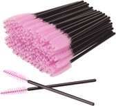 Wegwerp Wimperborsteltjes - 128 stuks - Mascara Borsteltjes - Roze glitter - voor Wimper Extensions - Mascara brush - Wenkbrauw brushes