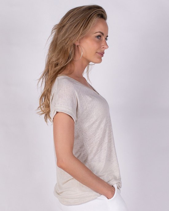 Linnen blouse dames oversized korte mouwen tuniek blouse elegant katoen dames blouseshirt zomer linnen hemd luchtige lange blouse mousseline blouses casual T-shirt losse T-shirts licht hemdblouse