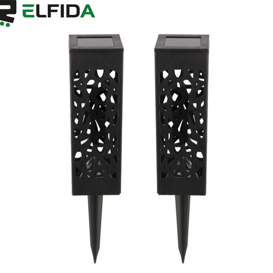 Elfida - Tuinverlichting op Zonne Energie 28cm - Tuinverlichting - Tuinlantaarns - Padverlichting - Solar LED Torre - Buitenverlichting - 2 Stuks