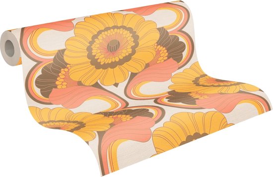 A.S. Création Retro behang jaren 70 - behang vintage grafisch bruin geel oranje - A.S. Création vliesbehang Retro Chic 395362-8,50 m x 0,53 m - Made in Germany