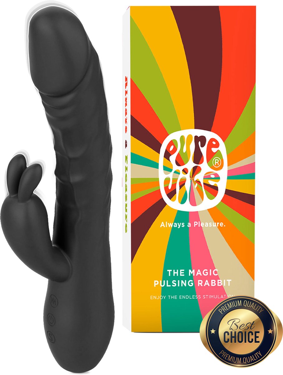 Bol.com PureVibe® Magic Pulsing Rabbit – Stotende Rabbit Vibrator voor Vrouwen – Clitoris & G-Spot Stimulator – Dildo - 10 Stoot... aanbieding