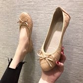 Platte damesslippers, werkschoenen met strikrand, ballerina