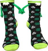 Chaussettes Geluk avec mains, yeux et trèfles magnétiques - Enfants/Femmes taille 35-40 - Drôle/Irlandais/St.Patricks Day