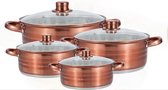 Royalty Line® SP7C Pannenset Inductie - 8 Delige Diepe Pannenset - Kookpotten - 3.5 / 4.5 / 6/ 8 Liter Soepppan - RVS - Voor Alle Warmtebronnen - Koper