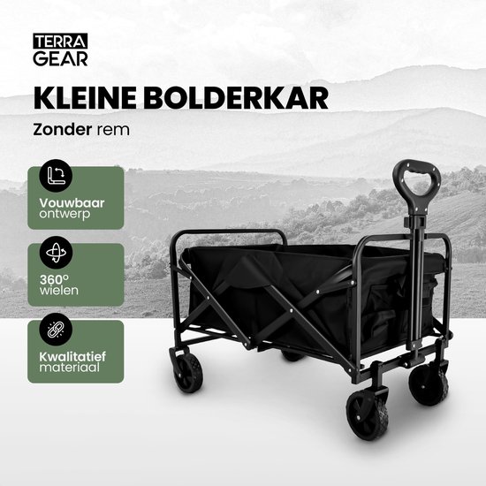 TerraGear Bolderkar opvouwbaar - 76L en 80KG draagvermogen - 65×41×23CM - Draaibare wielen - Perfect voor festivals van TerraGear — afbeelding 2