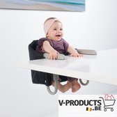 V&V Products Kinderstoel | Eetstoel | Tafelhangstoel | Opvouwbaar/ Inklapbaar | Baby wipper | Zwart