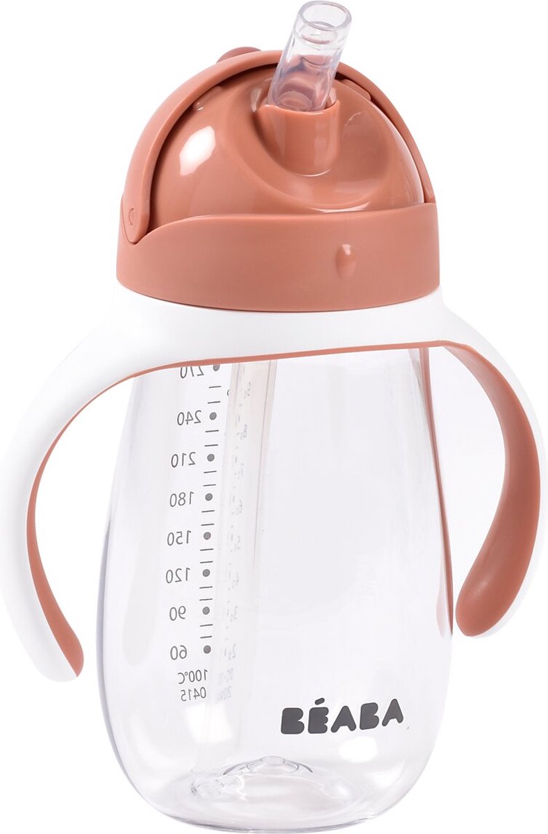 Goedkoopste Béaba Drinkbeker - Rietjesbeker 300 ml - Lekvrij - Verwijderbare Handvatten - Vanaf 8 Maanden - Terracotta