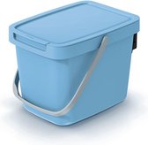 Keden GFT aanrecht afvalbak - lichtblauw - 6L - afsluitbaar - 20 x 26 x 20 cm - klepje/hengsel - kleine prullenbakken - afval scheiden