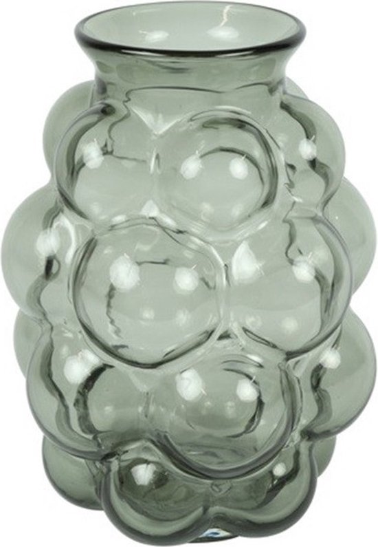 Countryfield Bloemenvaas Bubblegum Large - transparant glas - lichtgrijs - D21 x H30 cm - handgemaakte vaas