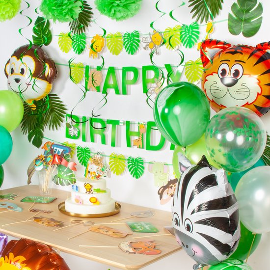 52-delig Verjaardag Versieringspakket Met Cijfer 1 - Decoraties Voor Je Verjaardag Met Verschillende Ballonnen Jungle Party Jongen 1 Jaar Oud Thema Safari Verjaardag