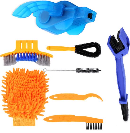 Foto: Fiets clean brush kit 8 pack mountain dirt road bike cleaner kit reiniging voor fietsketting crank band tandwiel fietsen corner stain dirt clean geschikt voor alle soorten fietsen