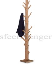 Kapstok, garderobestandaard naturel boomstam Mangosteen 190 cm met houten voet