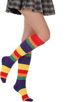 Fel gekleurde kousen gestreept - Lange kousen - Lange sokken - Paars