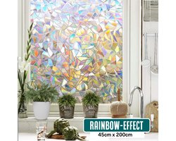 Homewell Raamfolie HR++ 45x200cm - Zonwerend & Isolerend - Statisch - Glas in Lood - Regenboog Scherven