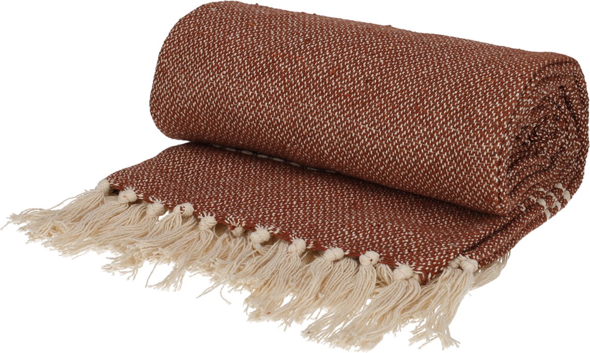 JENS Living Plaid Juul - Gerecycled katoen - 130 x 180 cm - Roest