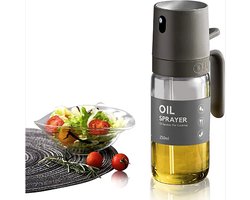 Hoogwaardige 250 ml Olie Sprayfles - Transparant Borosilicaatglas met Grijs Handvat & Brede Hoek Spraymond-Ideaal Voor Olie, Azijn, Sojasaus & Meer