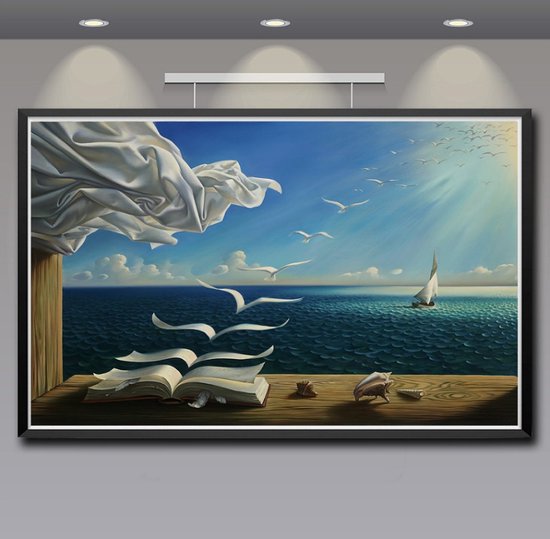 Foto: Allernieuwste nl canvas schilderij vladimir kush diary of discoveries kunst poster surrealisme kleur 60 x 90 cm