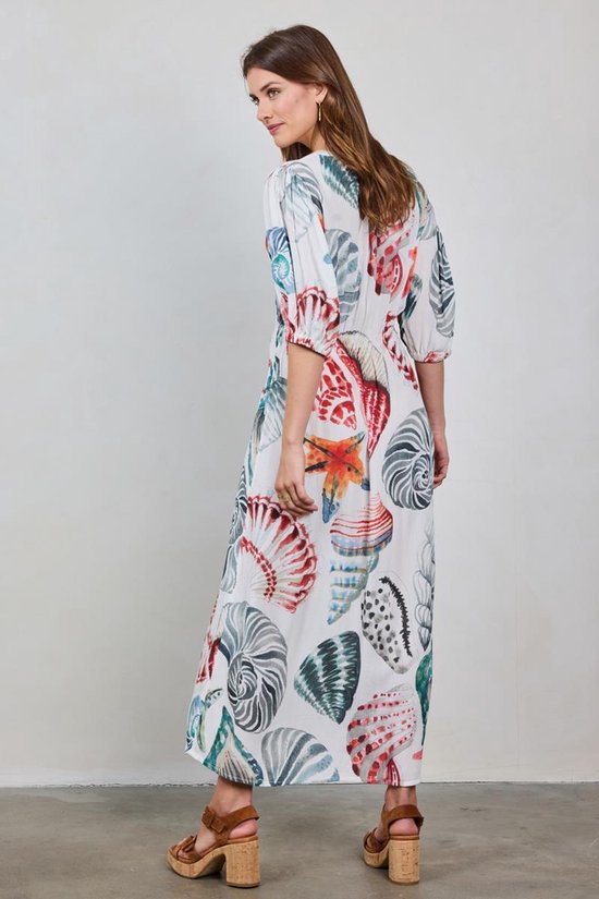 DIDI Dames Maxi dress Groove in Offwhite with Ocean treasures XL print. maat 36