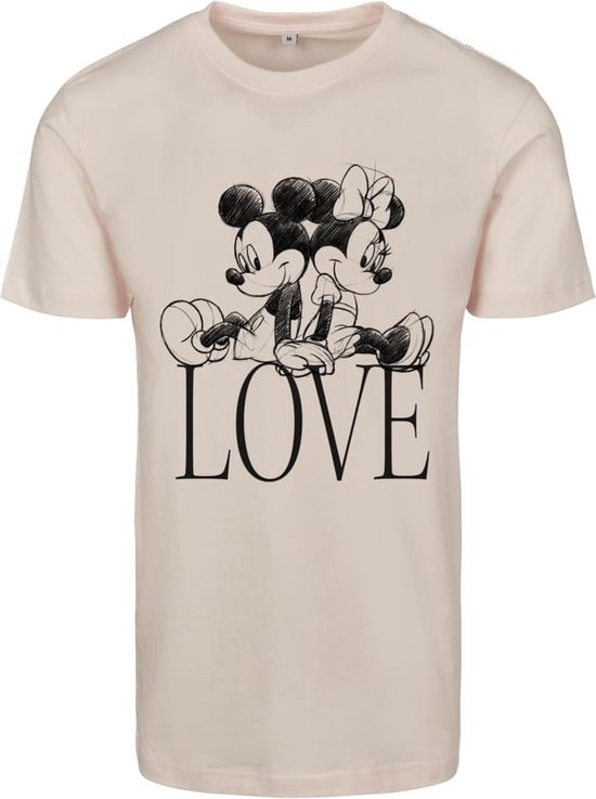 Merchcode Mickey Mouse - Minnie Loves Mickey Dames T-shirt - XXL - Roze