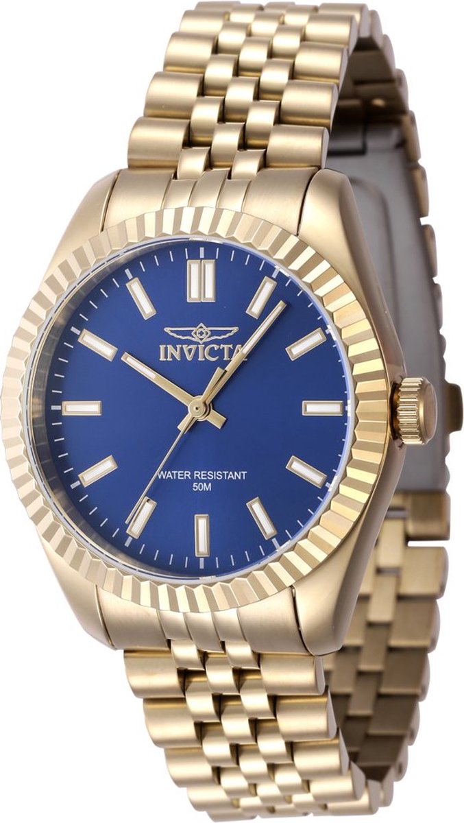 Invicta Specialty 47506 Dames Horloge - Waterdicht - Analoog - Quartz Uurwerk - Roestvrij Staal met blauwe Wijzerplaat - 36mm