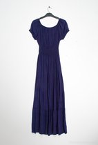 Lange dames jurk Bodine effen motief donker blauw navy Maat S/M strandjurk