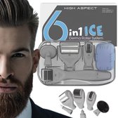 High Aspect 6 in 1 Derma roller voor Baardgroei - Baardgroei Kit - IJs Roller Gezicht - Volle Baard - Dermastamp - Derma Stamp - Dermarolling - Haaruitval - Huid stimmuleren