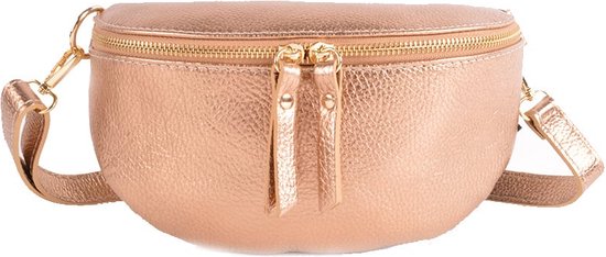 sac à bandoulière / sac banane - or foncé - cuir - brillant - métallisé