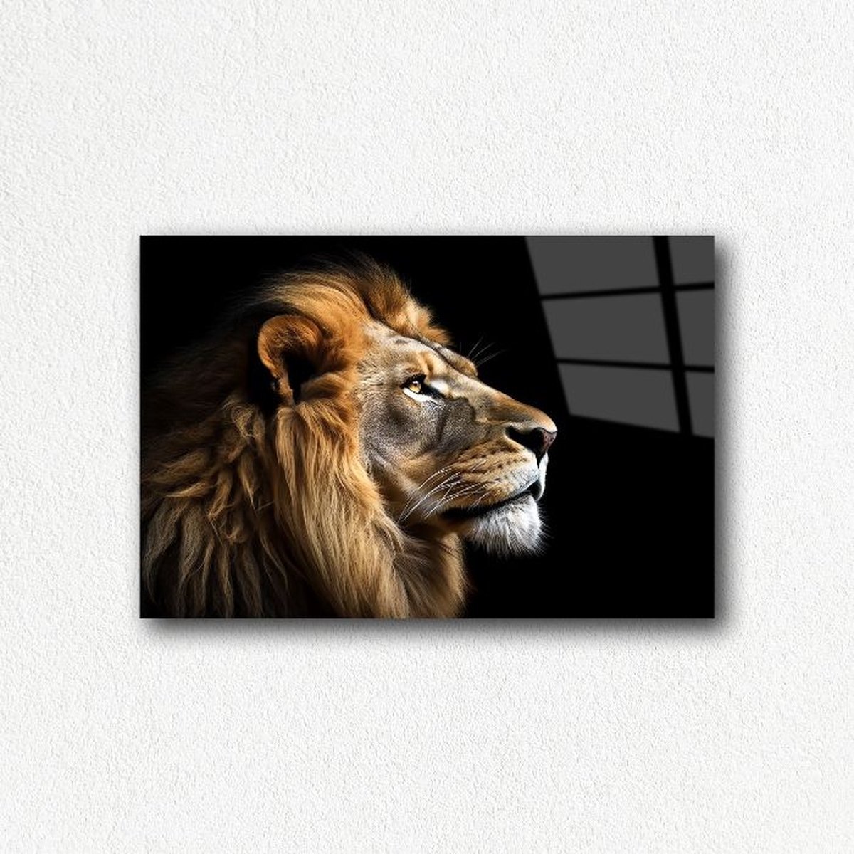 Indoorart - Glasschilderij leeuw 120x80 CM - Afbeelding op plexiglas - Inclusief montagemateriaal