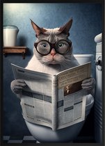 Breng Humor in Huis met Onze Grijze Kat op de WC Poster! Leuk voor je eigen huis of als cadeau. 50x70cm