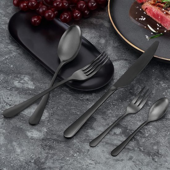 Set Couverts 30 Pièces Inox - Service 6 Personnes - Couteaux Fourchettes Cuillères Lave-Vaisselle