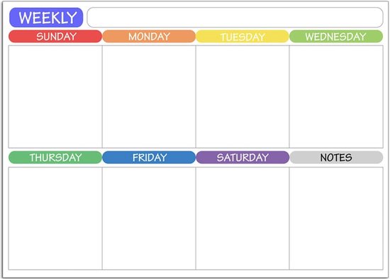 The Magnet Shop Magnet Shop Magnetische weekplanner en organizer volledig aanpasbaar Wit board voor familie/zakelijke taken en maaltijden met 4 gratis magnetische droogwispen (Marineblauw A3