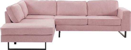 Hoekbank design Puckerto 290cm bank roze velvet hoek loungebank links bankstel