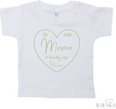 Soft Touch T-shirt Shirtje Korte mouw "De liefste mama is toevallig mijn mama" Unisex Katoen Wit/sage green (salie groen) Maat 62/68
