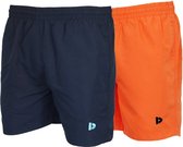 2-Pack Donnay Sport/Zwemshort Toon - Sportbroek - Heren - Navy/Apricot orange (615) - maat S