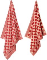 Elias handdoeken en theedoeken - 4 x keukenset Pompdoek rood