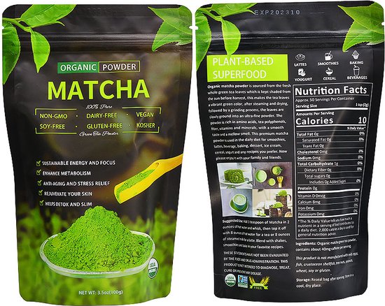 Premium Matcha Groene Thee Poeder | Chinese Groene Thee Matcha Poeder | Perfect Voor Dagelijkse Energie | 100 gram - Slamstore